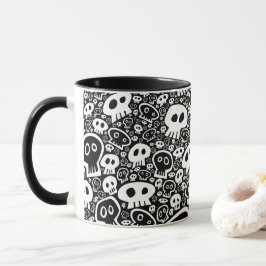 Taza Patrón de cráneo blanco