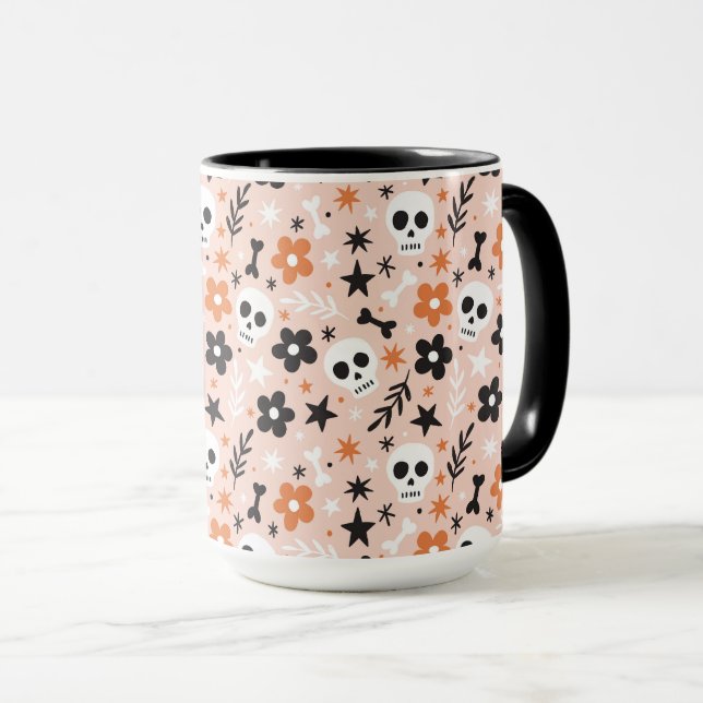 Taza Patrón de cráneo de flor (Anverso derecho)