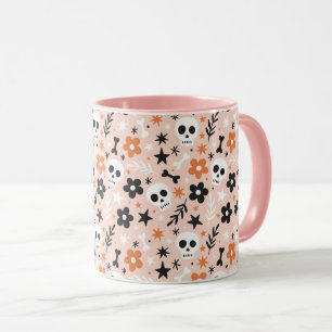 Taza Patrón de cráneo de flor