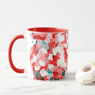 Taza Patrón de Cristal - Blanco Rojo Verde   