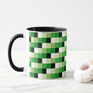Taza Patrón de cuadrados verdes y blancos