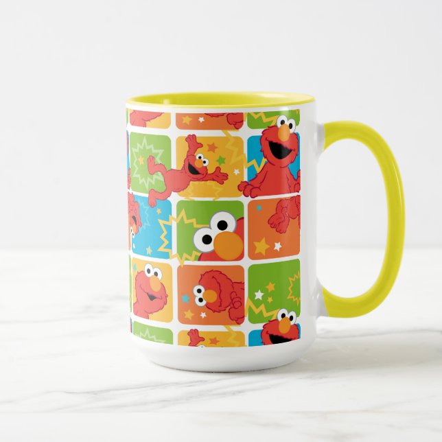 Taza Patrón de cuadrícula de Elmo colorido (Derecha)