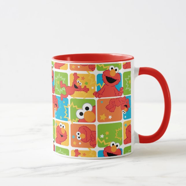 Taza Patrón de cuadrícula de Elmo colorido (Derecha)