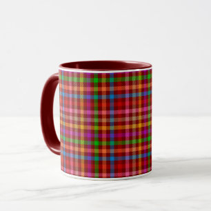 Taza Patrón de Cuadro de Gingham de Color Rojo