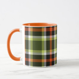Taza Patrón de cuadros escoceses de follaje de otoño mo