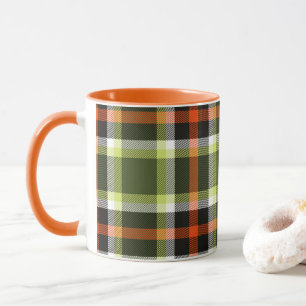 Taza Patrón de cuadros escoceses de follaje de otoño mo