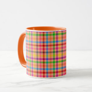 Taza Patrón de cuadros escoceses de gingham color naran