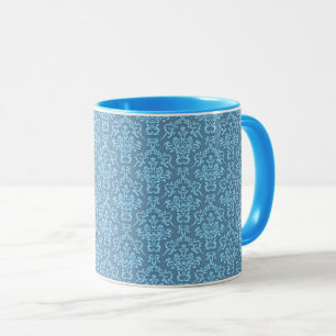 Taza Patrón de damasco azul