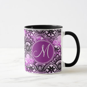 Taza Patrón de Damasco de encaje púrpura monograma