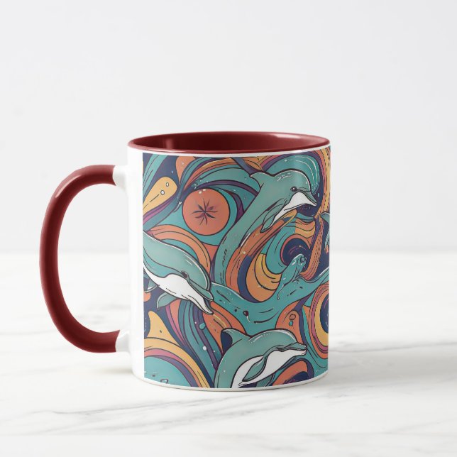 Taza Patrón de delfines lúdicos - Diseño de inspiración (Izquierda)