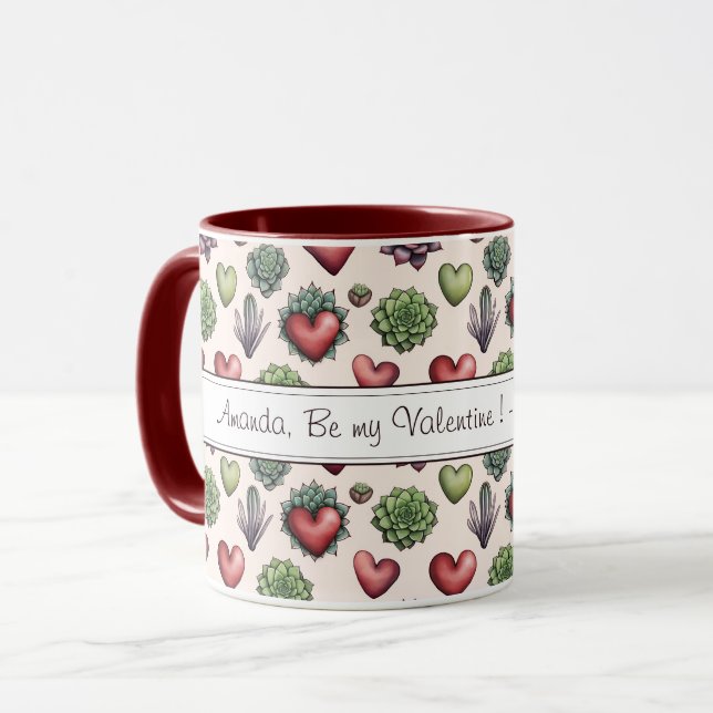 Taza Patrón de Día de San Valentín de acuarela de coraz (Anverso izquierdo)