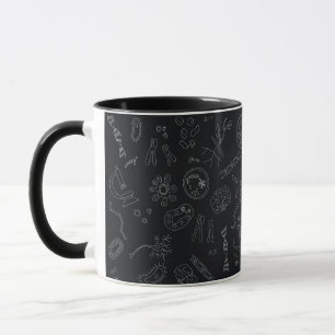 Taza Patrón de diagrama de biología blanco sobre negro
