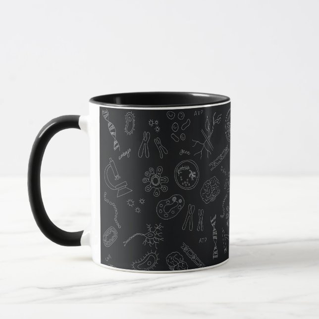 Taza Patrón de diagrama de biología blanco sobre negro (Izquierda)