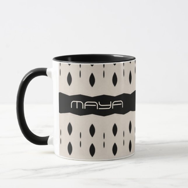 Taza Patrón de diamante grande personalizado en blanco  (Izquierda)