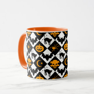 Taza Patrón de diamante negro y blanco de arlequín
