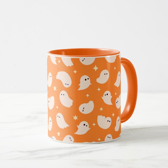 Taza Patrón de dibujo del fantasma del naranja (Anverso derecho)