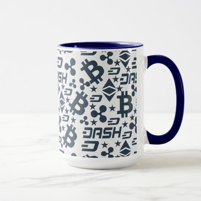 Taza Patrón de dinero azul de criptodivisa (Derecha)