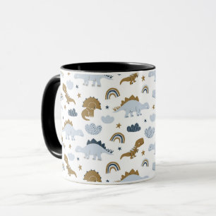 Taza Patrón de dinosaurio arco iris