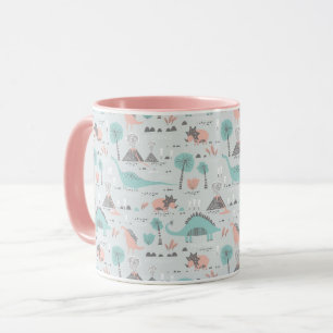 Taza Patrón de dinosaurio de Cute Pastel