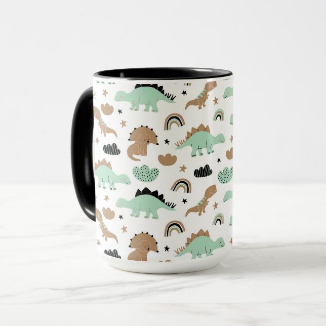 Taza Patrón de dinosaurio verde de menta (Anverso izquierdo)