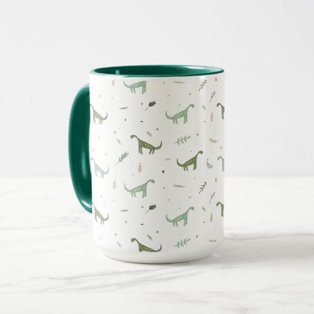 Taza Patrón de dinosaurio verde lindo (Anverso izquierdo)
