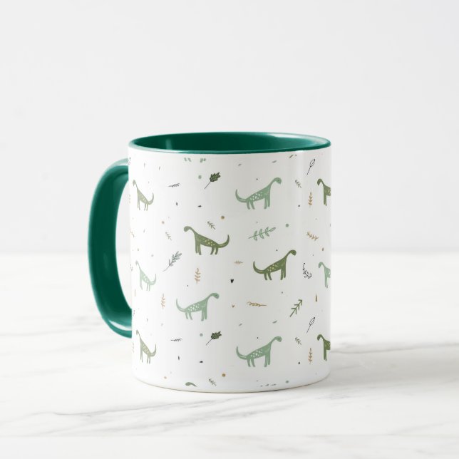 Taza Patrón de dinosaurio verde lindo (Anverso izquierdo)