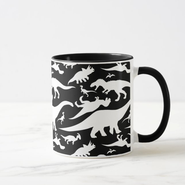 Taza Patrón de dinosaurios blancos y negros (Derecha)