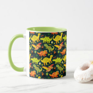 Taza Patrón de dinosaurios coloridos