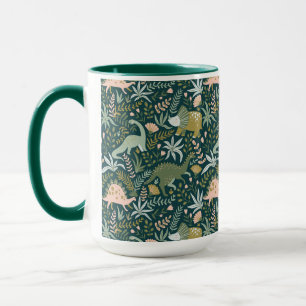 Taza Patrón de dinosaurios verdes