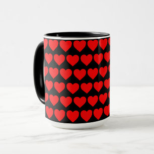 Taza patrón de diseño de corazones rojos amor de San Va