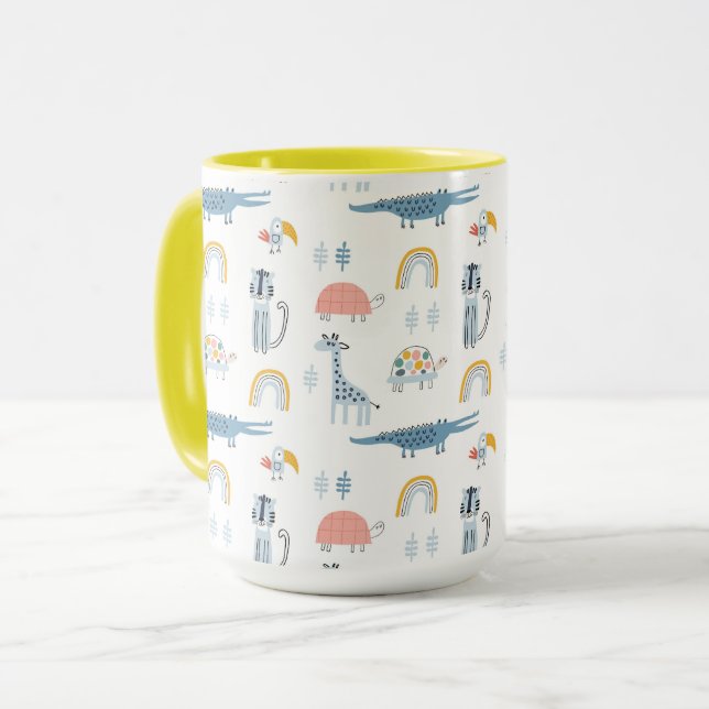 Taza Patrón de diversión animal Doodle (Anverso izquierdo)