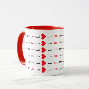 Taza Patrón de diversión personal negro, rojo de amor y
