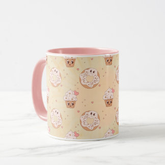 Taza Patrón de Donuts y Cupcakes Retro