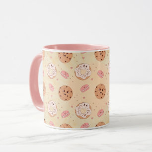 Taza Patrón de Donuts y Galletas Retro