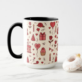 Taza Patrón de Doodle de Celebración Romántica