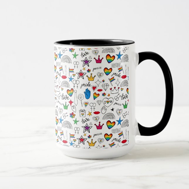 Taza Patrón de Doodle del Orgullo Gay (Derecha)