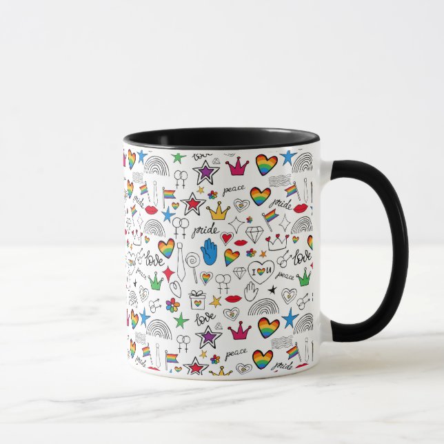 Taza Patrón de Doodle del Orgullo Gay (Derecha)