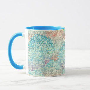 Taza Patrón de Doodle Floral Multicolor