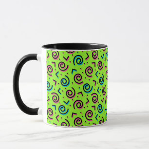 Taza Patrón de Doodle Verde Neon de 80/90