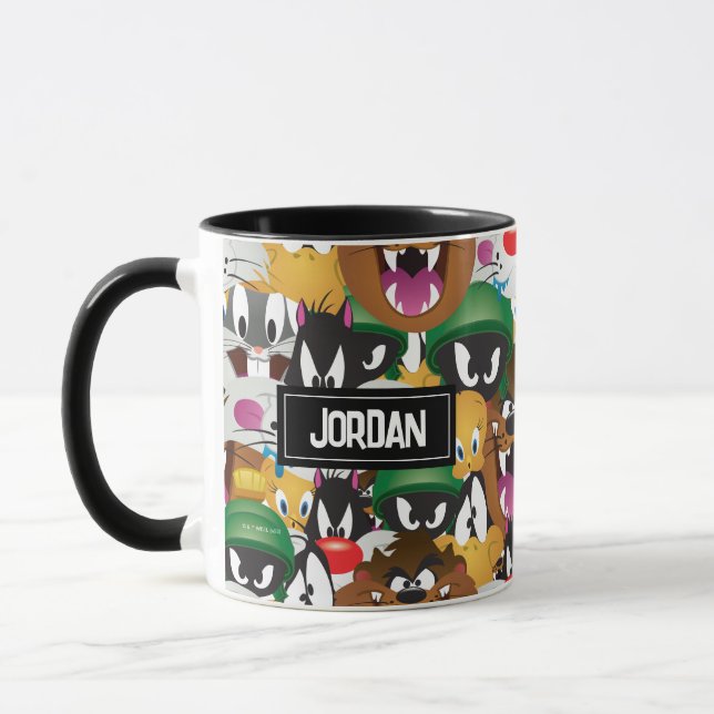 Taza Patrón de Emoji LOONEY TUNES™ | Añadir su nombre (Izquierda)