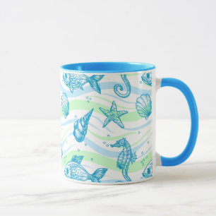 Taza Patrón de esbozo marino