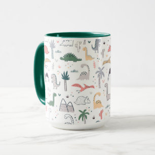 Taza Patrón de escena de Dinosaurio Divertido Pastel