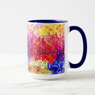 Taza Patrón de espejos de disco-bola retro colorido