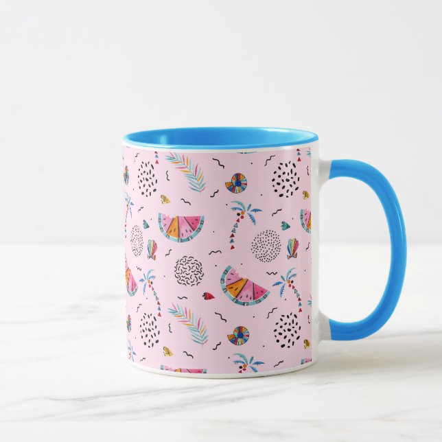 Taza Patrón de estilo memphis rosado tropical (Derecha)