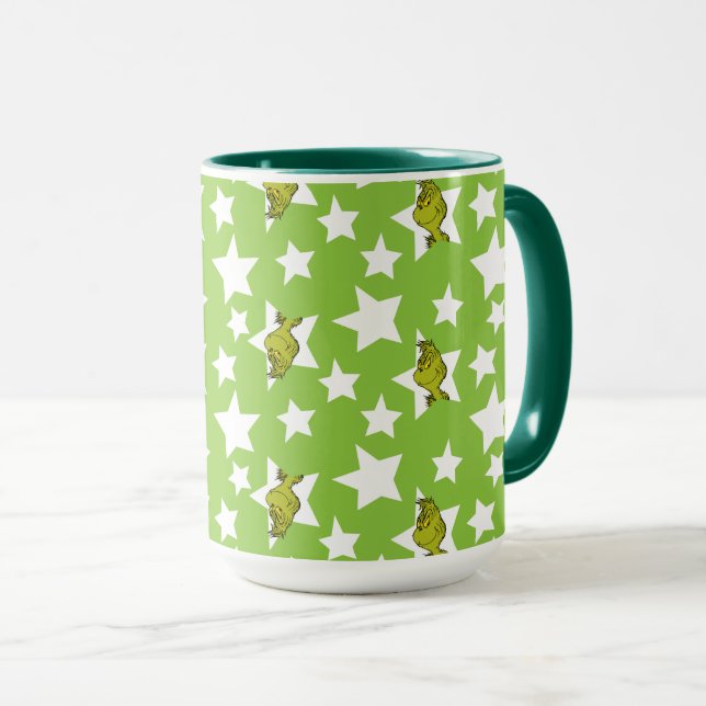 Taza Patrón de estrella de Grinch asomándose (Anverso derecho)