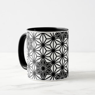 Taza Patrón de estrella japonesa - blanco y negro