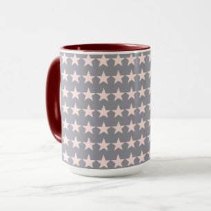 Taza Patrón de estrellas grises y rosas