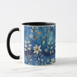 Taza Patrón de flor azul blanco sin soldadura