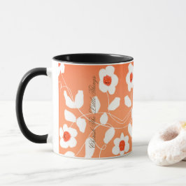 Taza Patrón de Flor Blanca