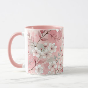Taza Patrón de Flor de Sakura Rosa